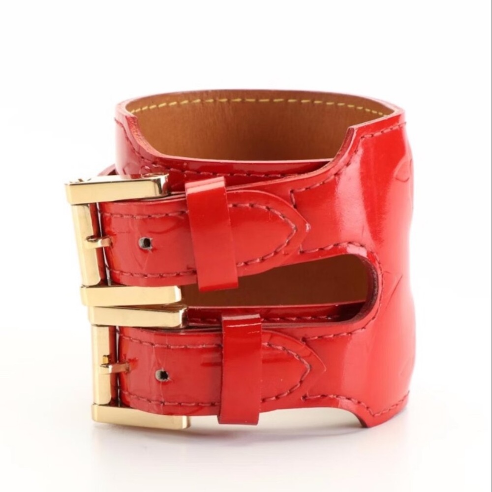 Louis Vuitton Charlton Bracelet in Red Monogram Vernis Leather